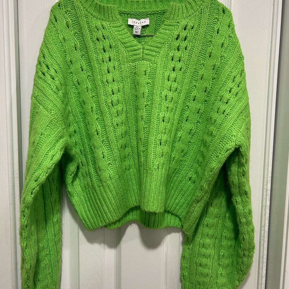 Topshop Bright Green Knit Sweater
